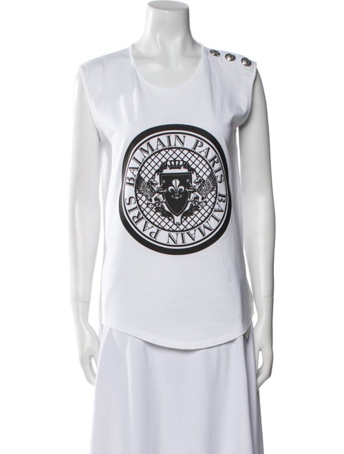 Balmain Graphic Print Scoop Neck T-Shirt