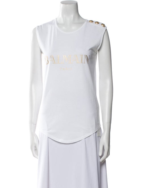 Balmain Graphic Print Scoop Neck Top