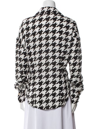 Balmain Houndstooth Print Long Sleeve Button-Up Top