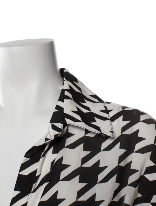 Balmain Houndstooth Print Long Sleeve Button-Up Top
