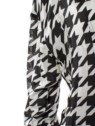 Balmain Houndstooth Print Long Sleeve Button-Up Top