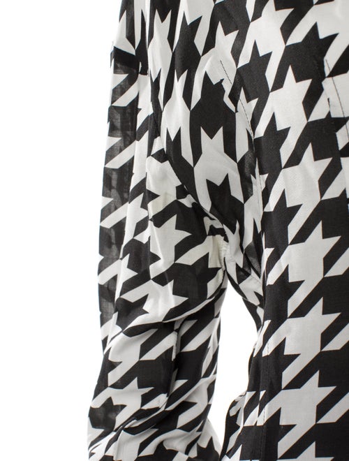 Balmain Houndstooth Print Long Sleeve Button-Up Top