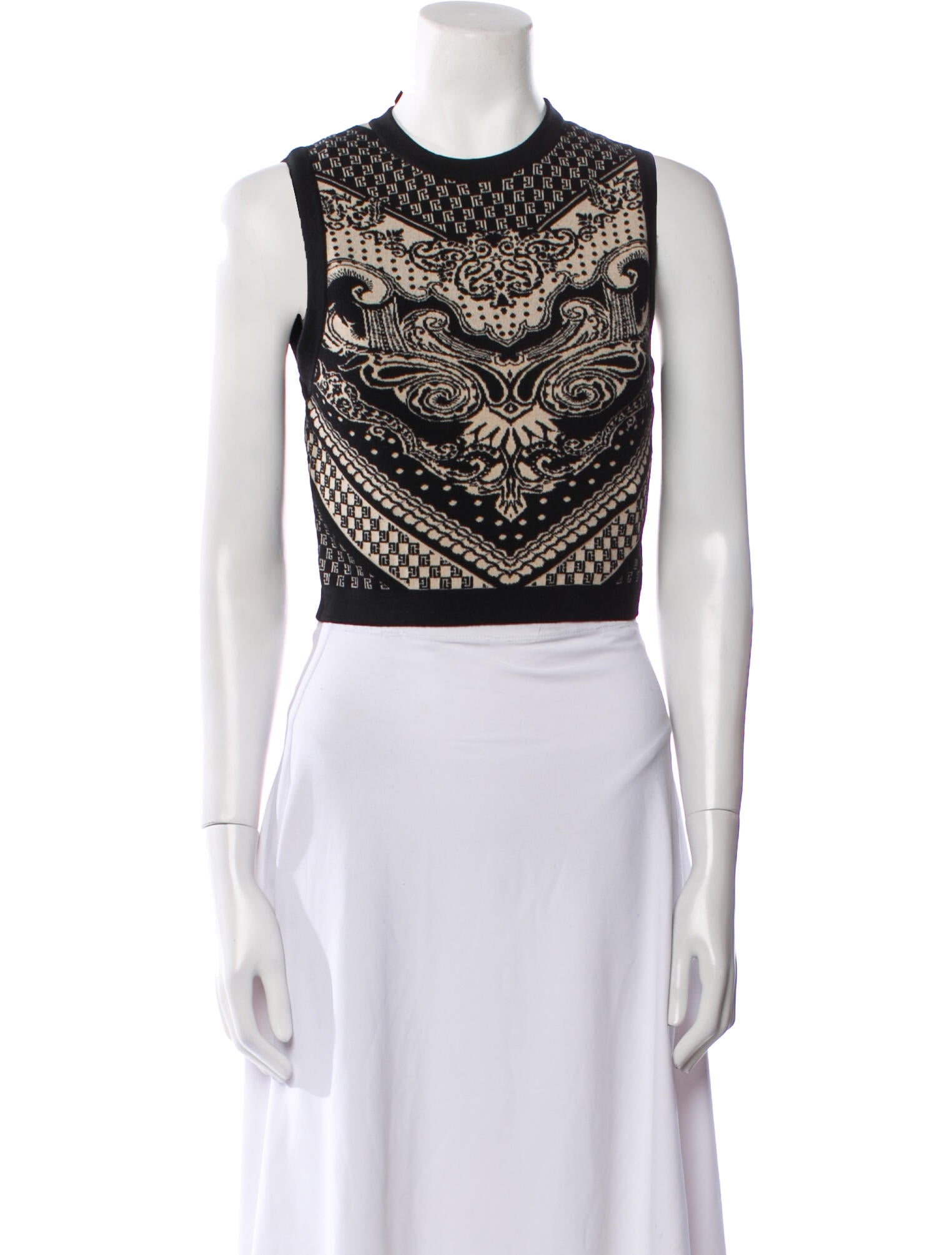 Balmain Merino Wool Printed Crop Top