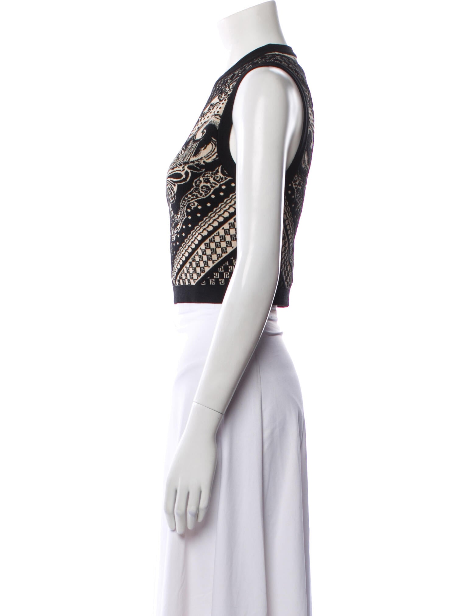 Balmain Merino Wool Printed Crop Top