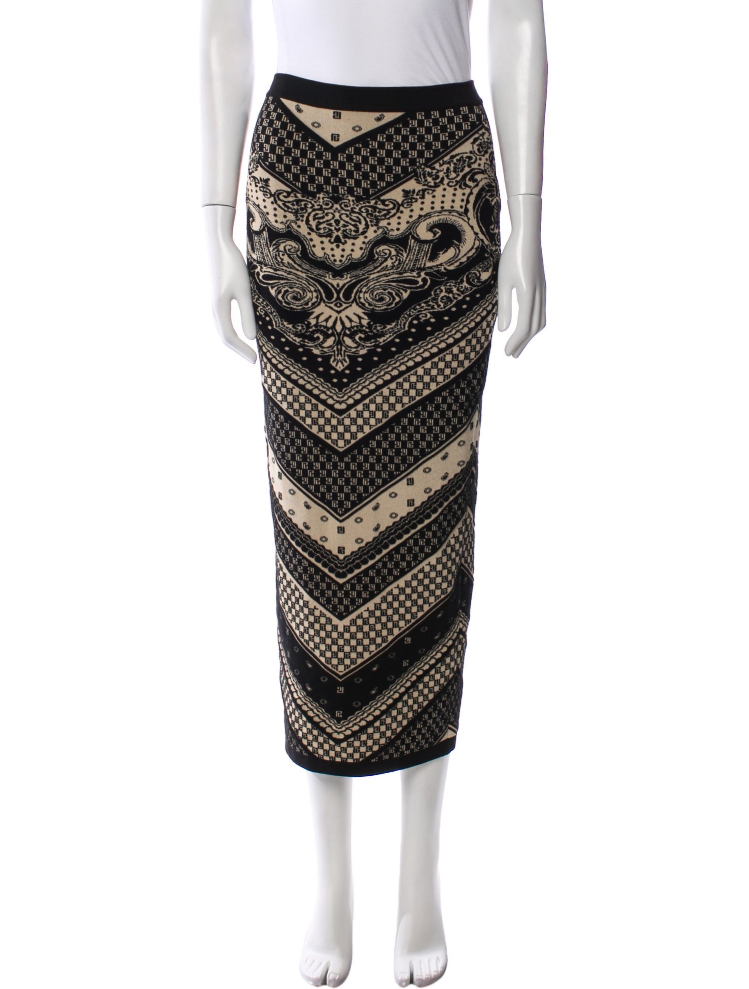 Balmain Merino Wool Midi Length Skirt