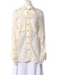 Balmain Lace Pattern Long Sleeve Button-Up Top
