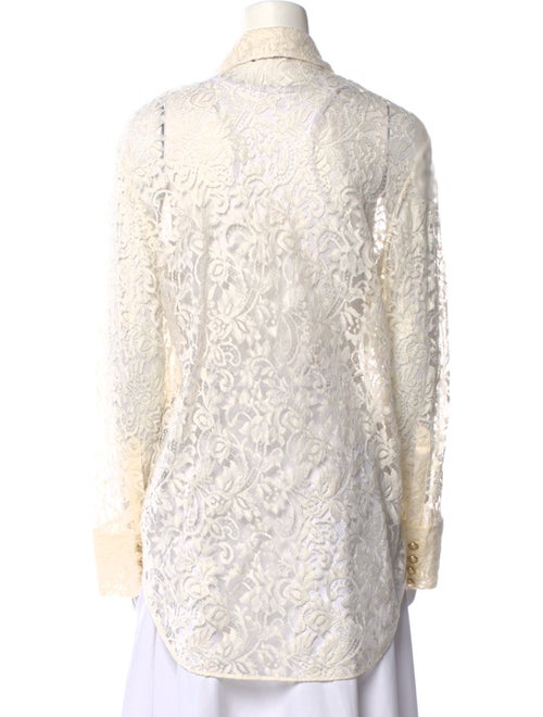 Balmain Lace Pattern Long Sleeve Button-Up Top