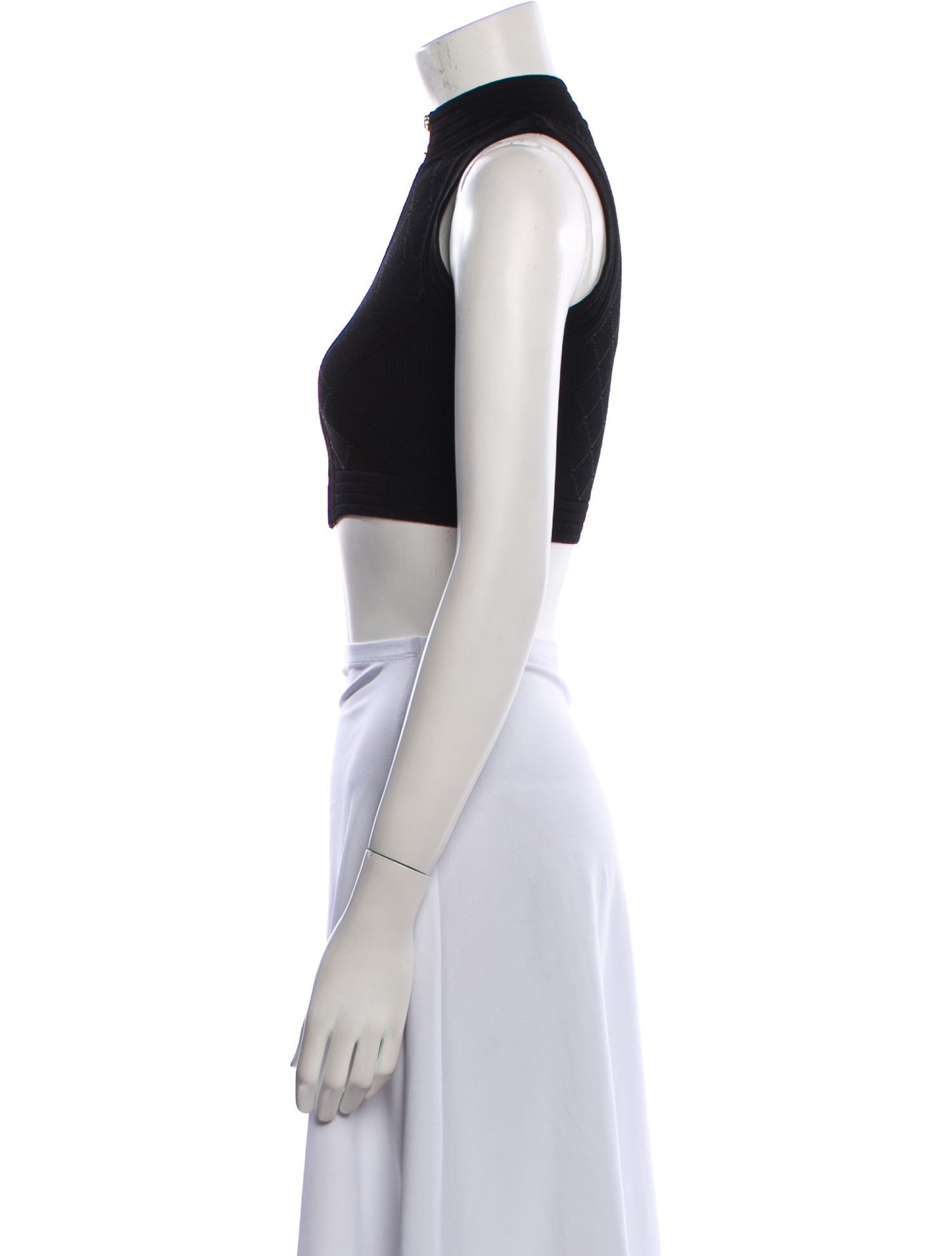 Balmain Mock Neck Sleeveless Crop Top