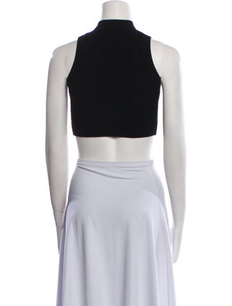 Balmain Mock Neck Sleeveless Crop Top