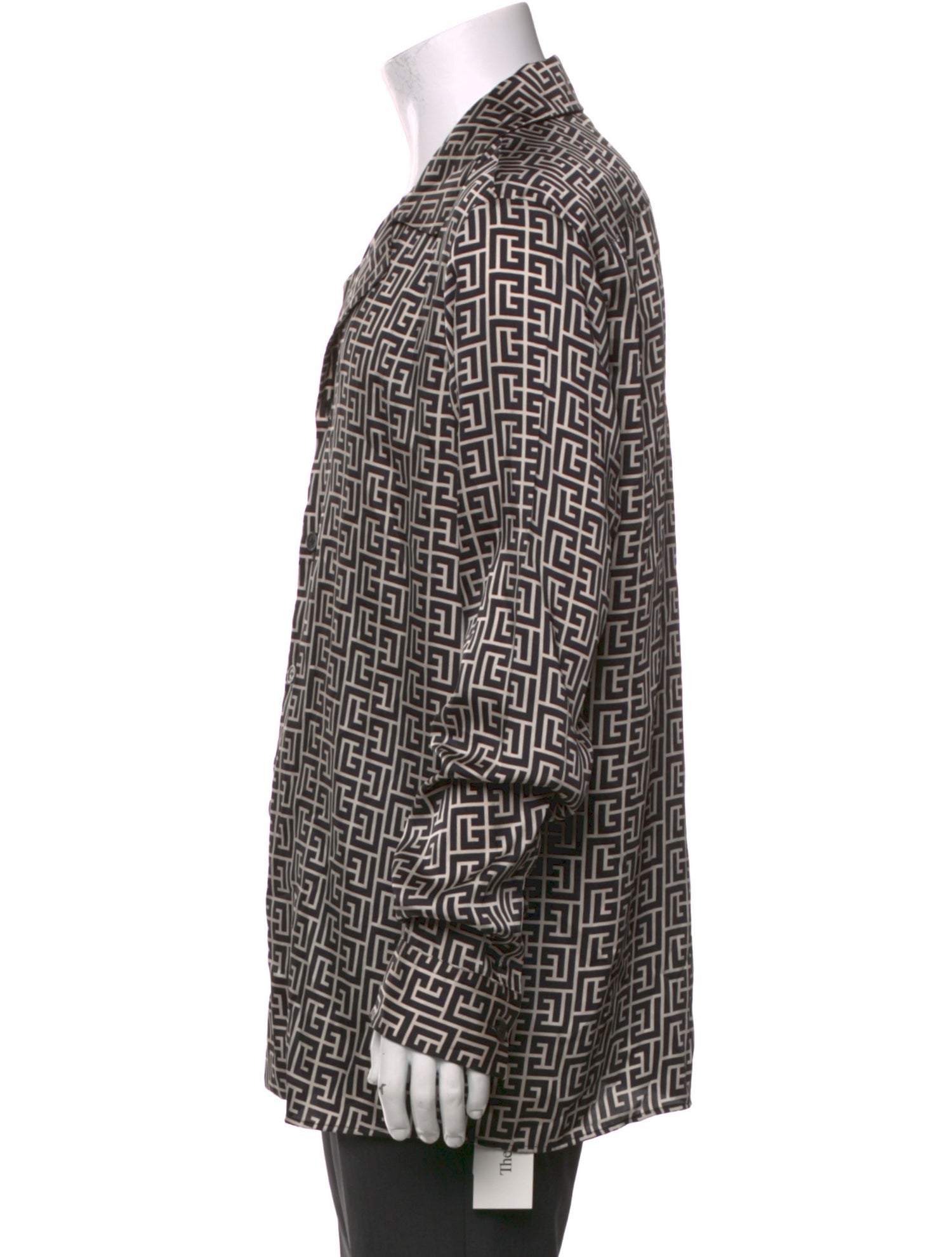 Balmain Plaid Print Long Sleeve Shirt