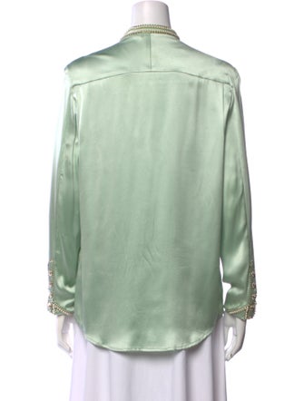 Balmain Silk Mock Neck Button-Up Top