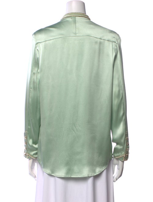 Balmain Silk Mock Neck Button-Up Top