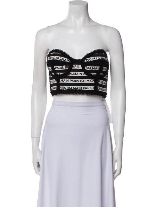 Balmain Printed Strapless Crop Top