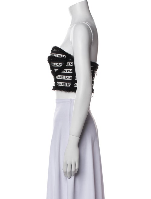 Balmain Printed Strapless Crop Top
