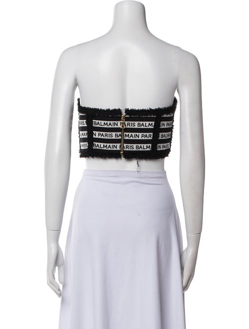 Balmain Printed Strapless Crop Top