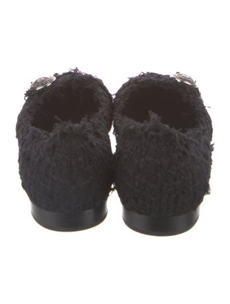Balmain Tweed Raw-Edge Trim Ballet Flats