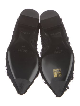 Balmain Tweed Raw-Edge Trim Ballet Flats