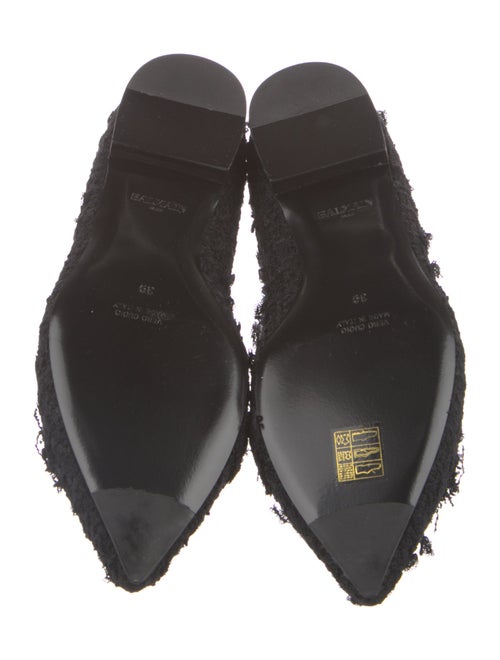 Balmain Tweed Raw-Edge Trim Ballet Flats
