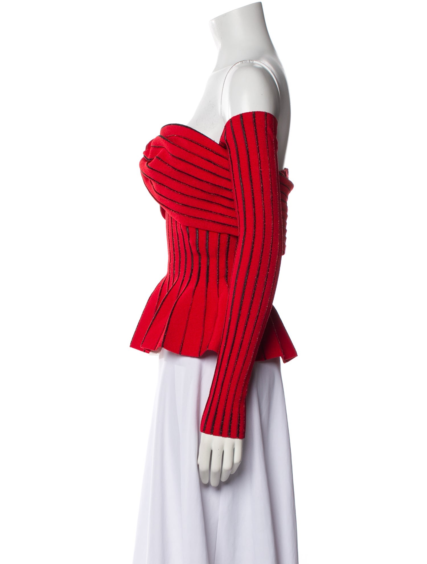 Balmain Off-The-Shoulder Long Sleeve Crop Top w/ Tags