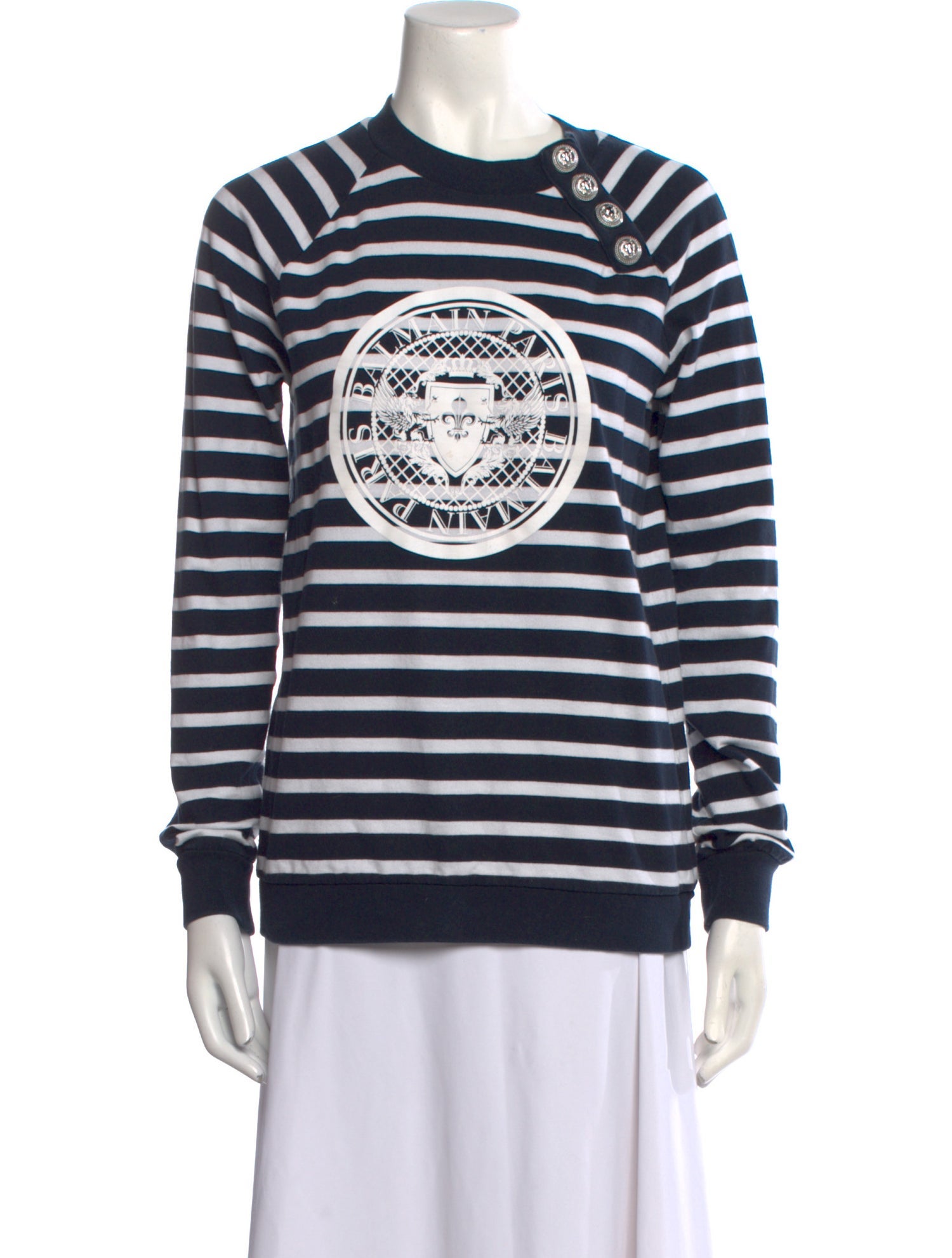Balmain Logo Striped Striped Sweatshirt