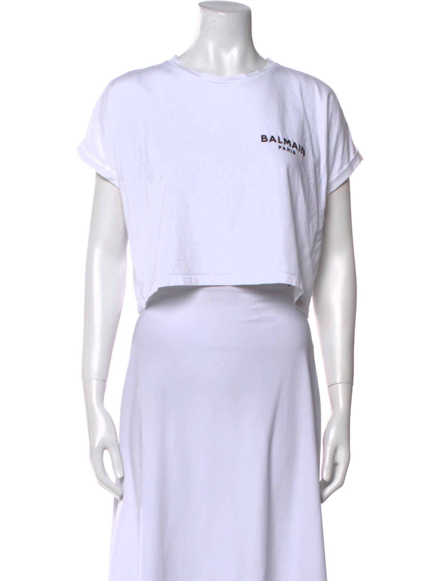 Balmain Crew Neck Short Sleeve Crop Top