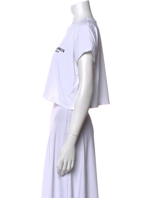 Balmain Crew Neck Short Sleeve Crop Top
