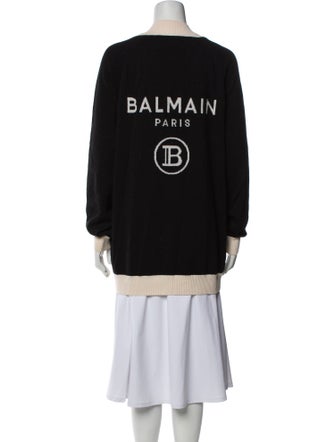 Balmain Wool Colorblock Pattern Sweater