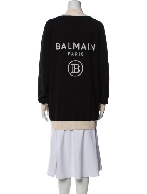 Balmain Wool Colorblock Pattern Sweater