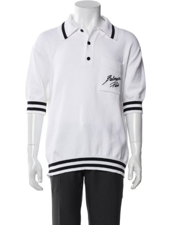 Balmain Striped Collar Polo Shirt