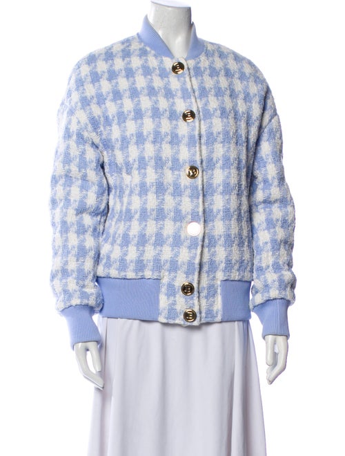 Balmain Plaid Print Bomber Jacket