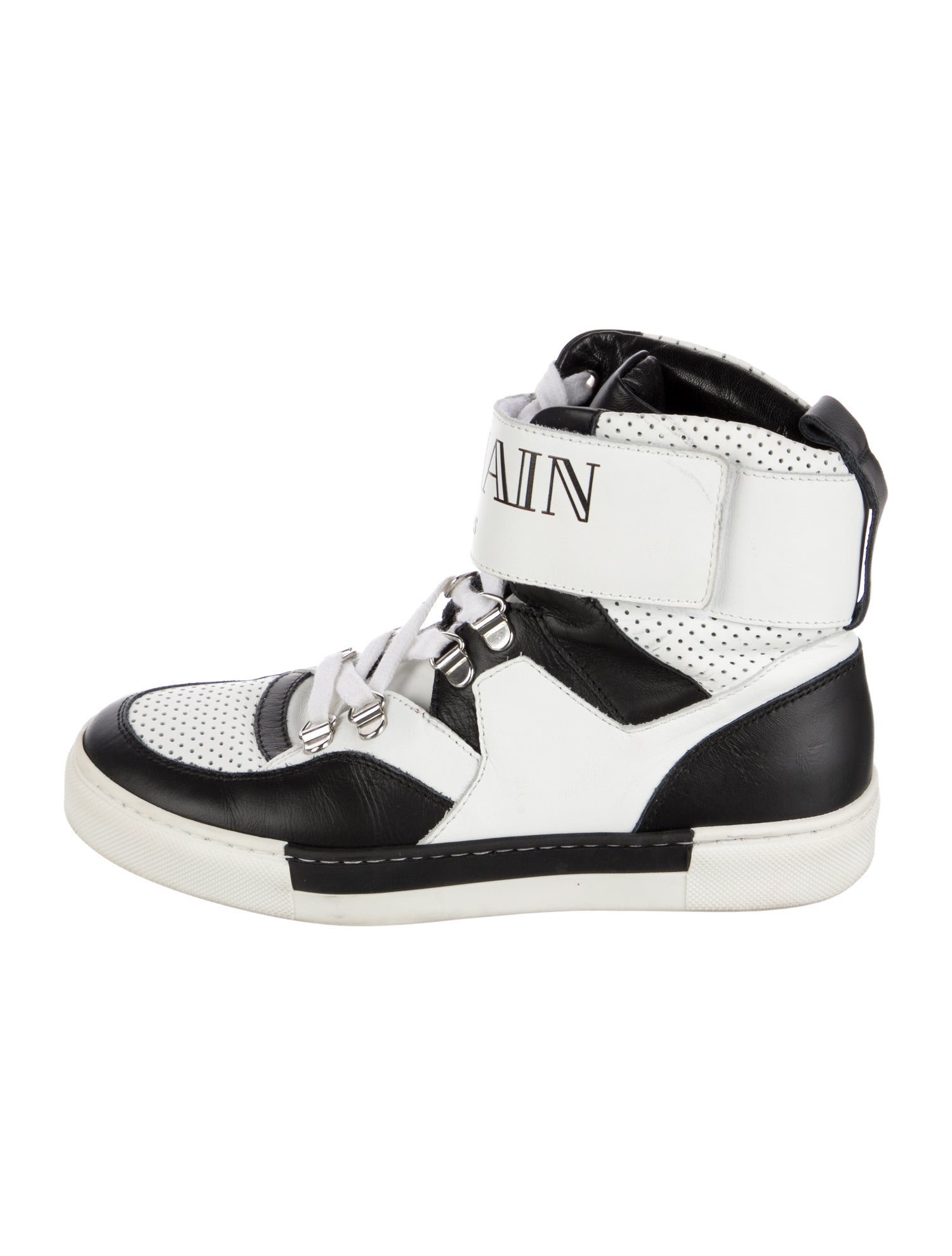 Balmain Leather Colorblock Pattern Sneakers