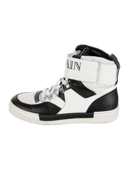 Balmain Leather Colorblock Pattern Sneakers