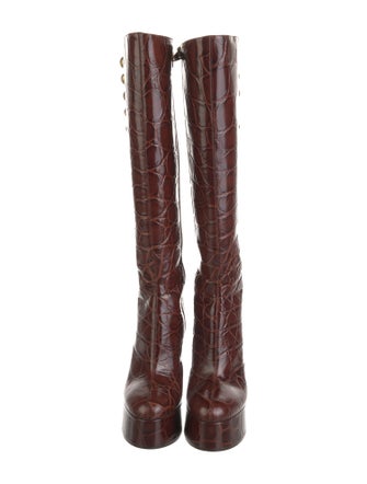 Balmain Embossed Leather Boots