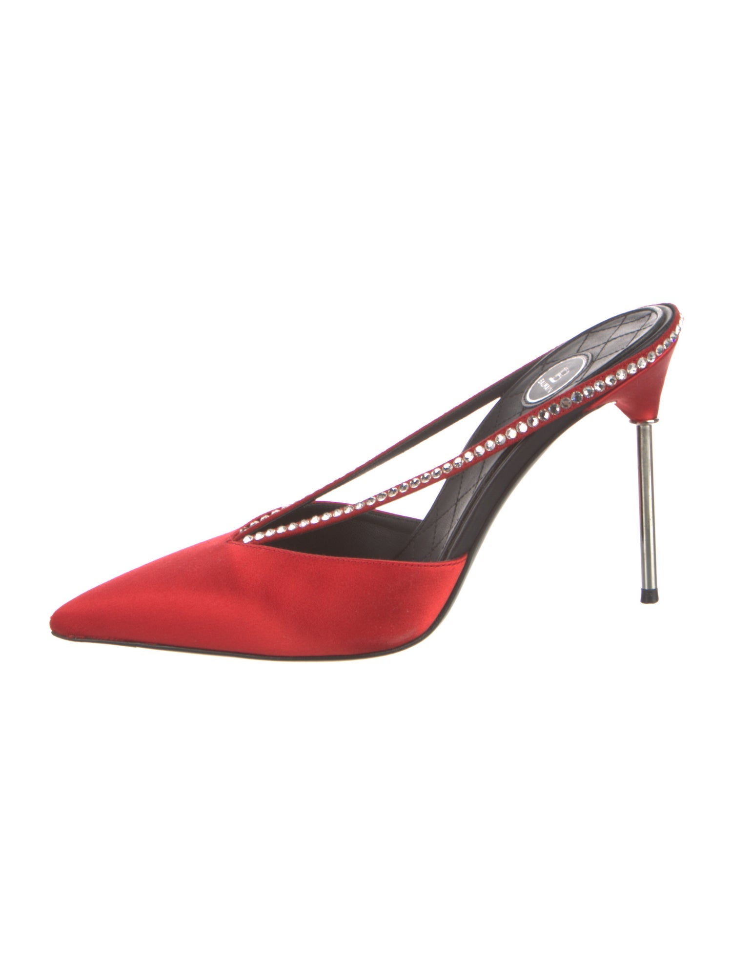 Balmain Satin Crystal Embellishments Mules
