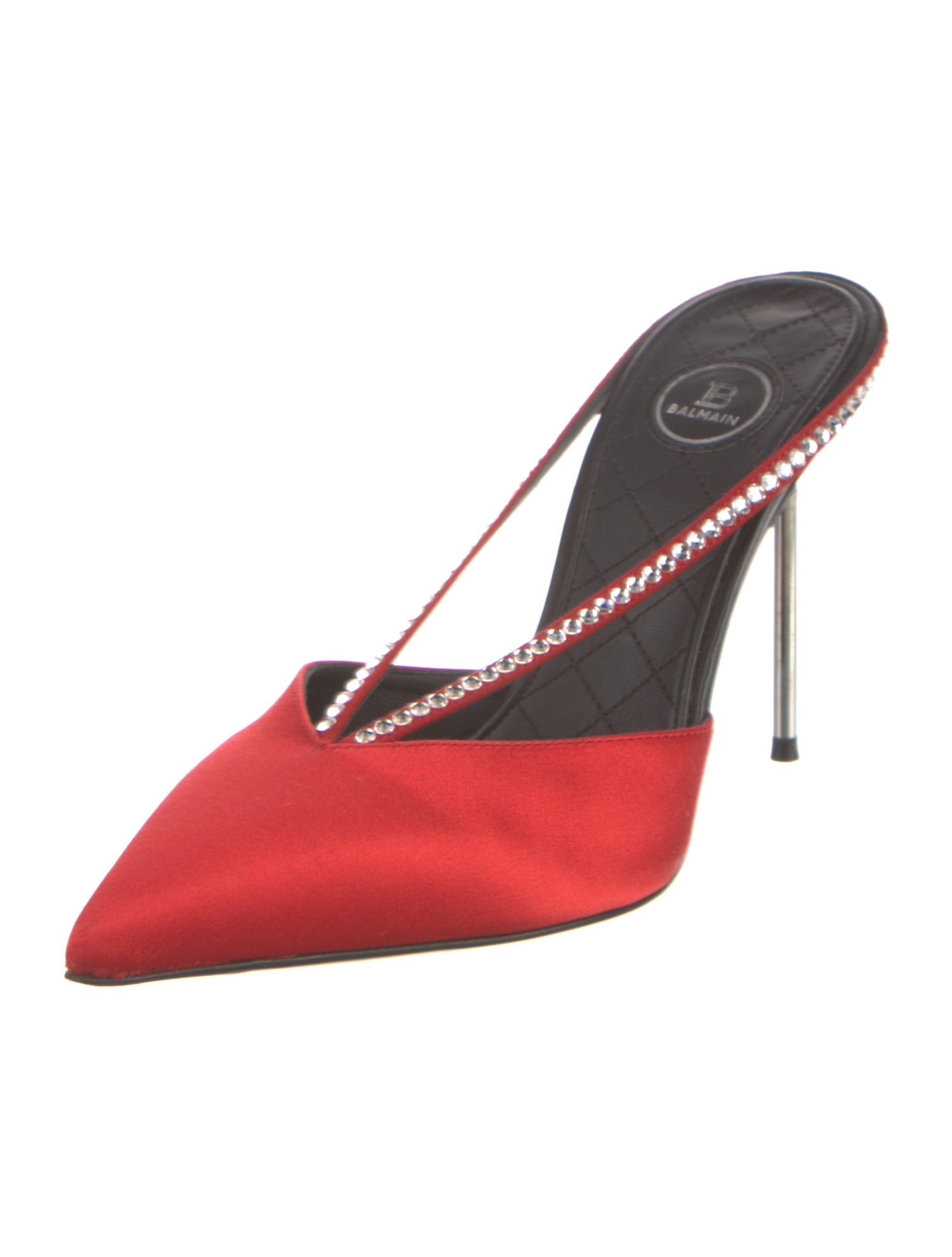 Balmain Satin Crystal Embellishments Mules