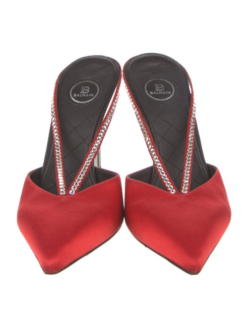 Balmain Satin Crystal Embellishments Mules