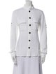 Balmain Mock Neck Long Sleeve Button-Up Top