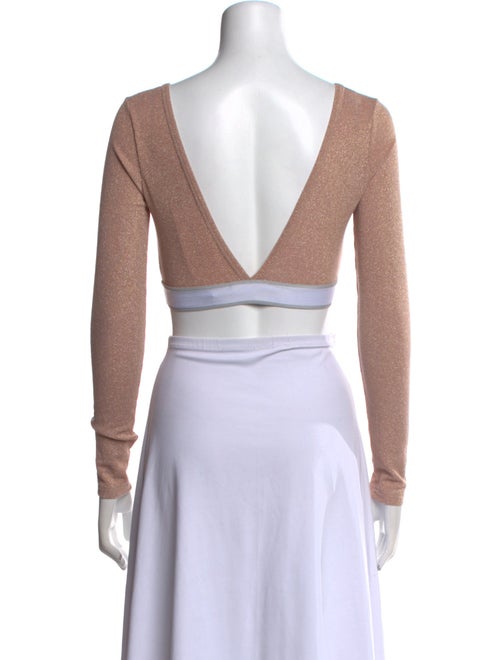 Balmain Colorblock Pattern V-Neck Crop Top