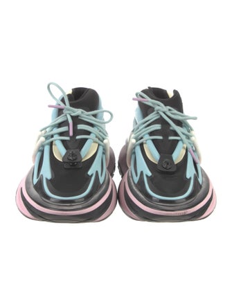 Balmain Neoprene Colorblock Pattern Sneakers