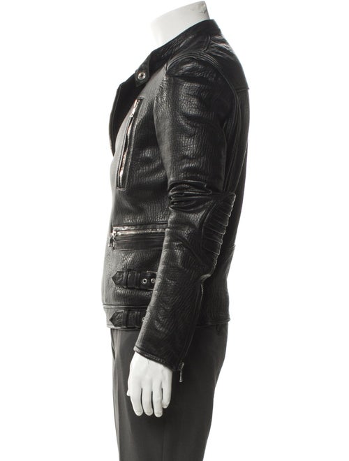 Balmain Signature Logo Lambskin Moto Jacket