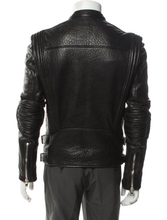 Balmain Signature Logo Lambskin Moto Jacket