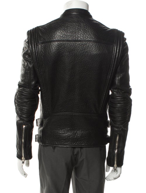 Balmain Signature Logo Lambskin Moto Jacket