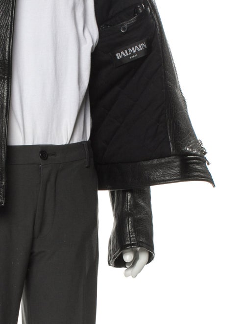 Balmain Signature Logo Lambskin Moto Jacket