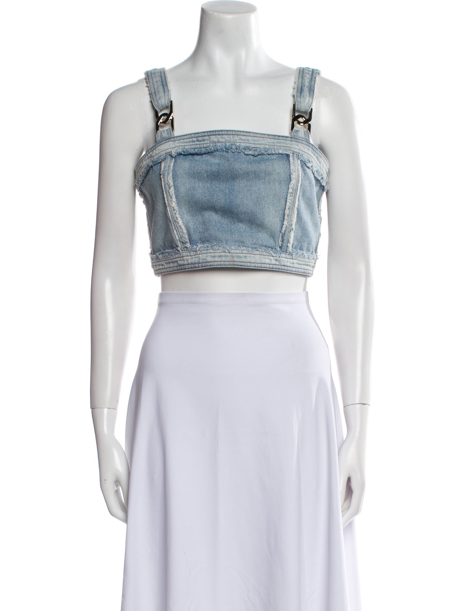 Balmain Square Neckline Sleeveless Crop Top