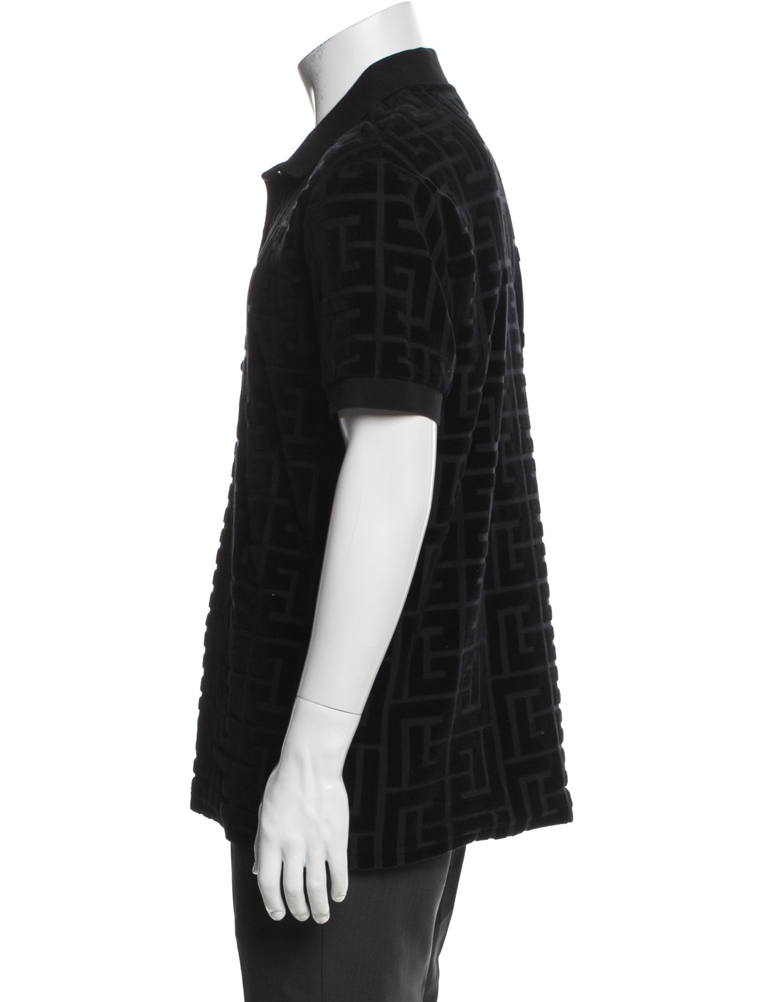 Balmain Monogram Pattern Collar Polo Shirt