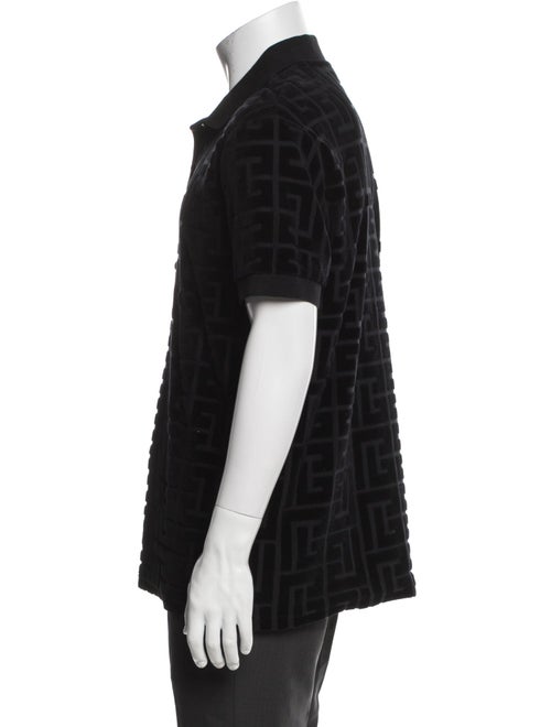 Balmain Monogram Pattern Collar Polo Shirt