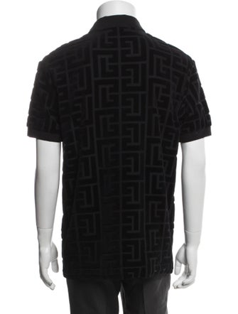 Balmain Monogram Pattern Collar Polo Shirt