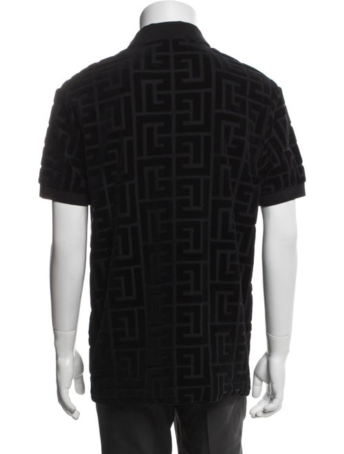Balmain Monogram Pattern Collar Polo Shirt