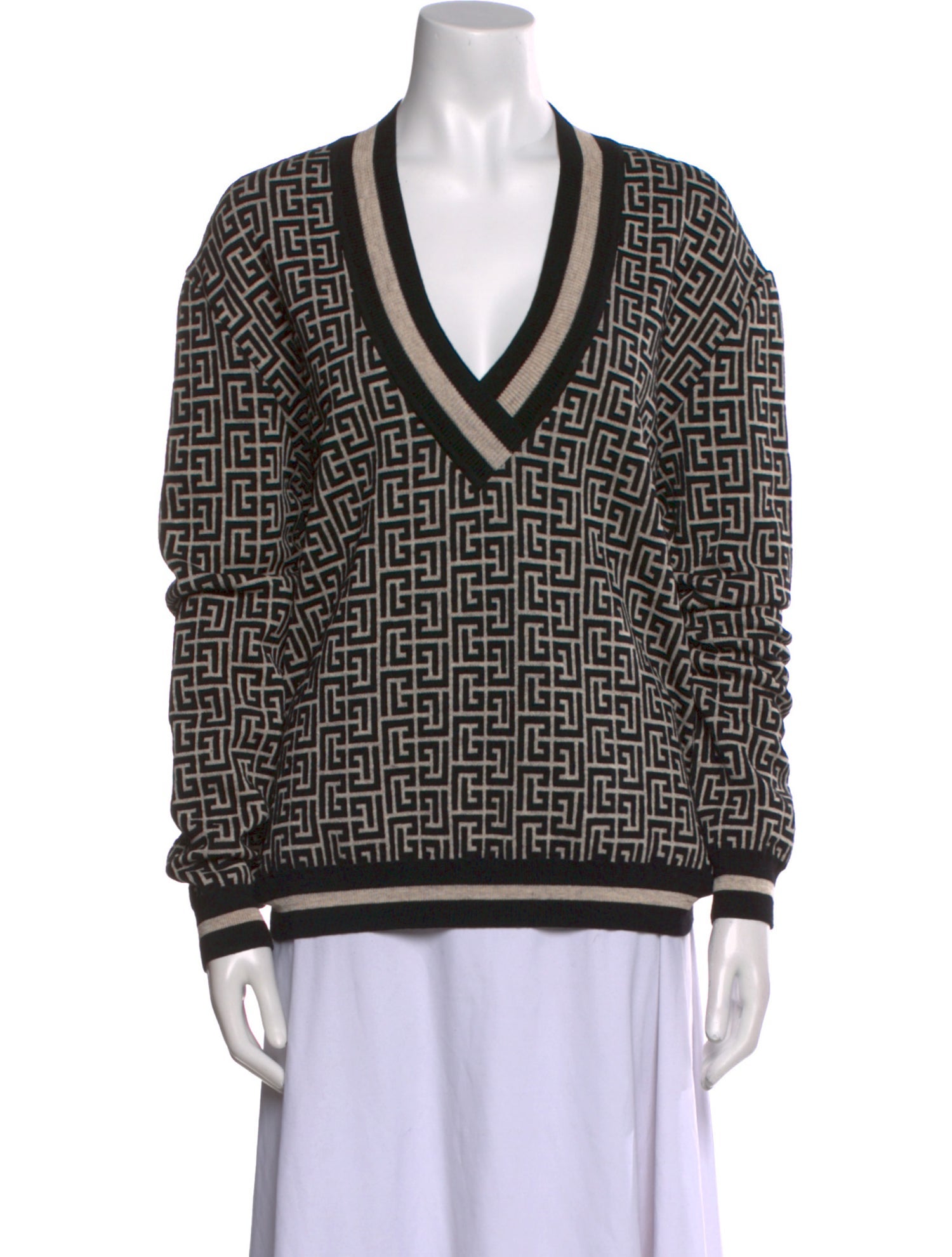 Balmain Merino Wool Printed Sweater w/ Tags