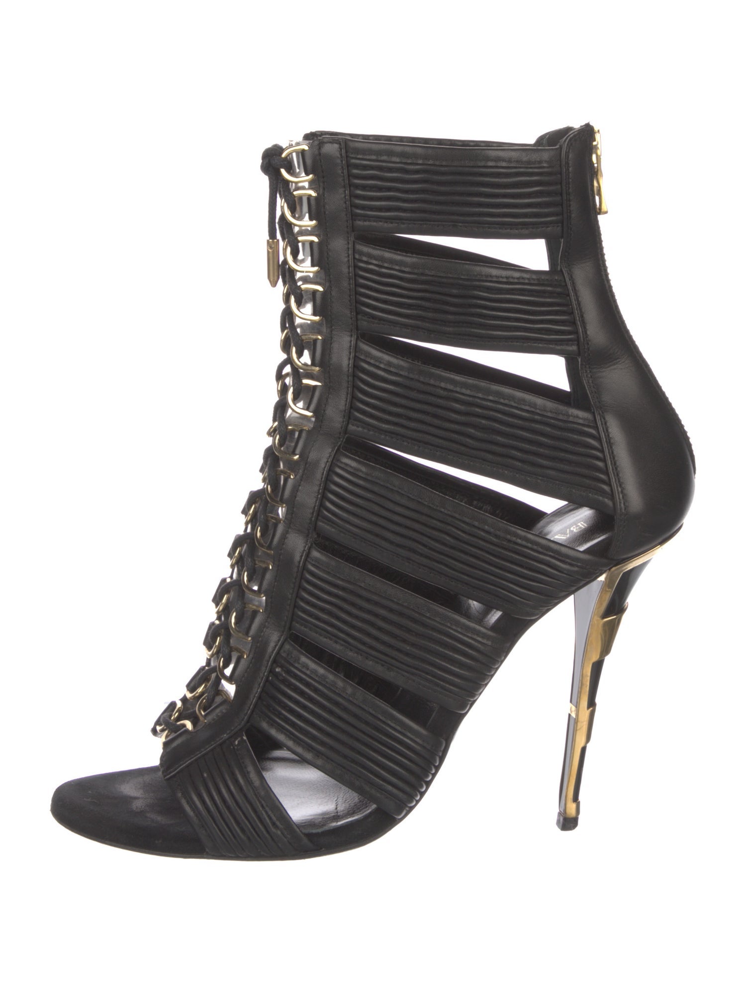 Balmain Leather Cutout Accent Pumps